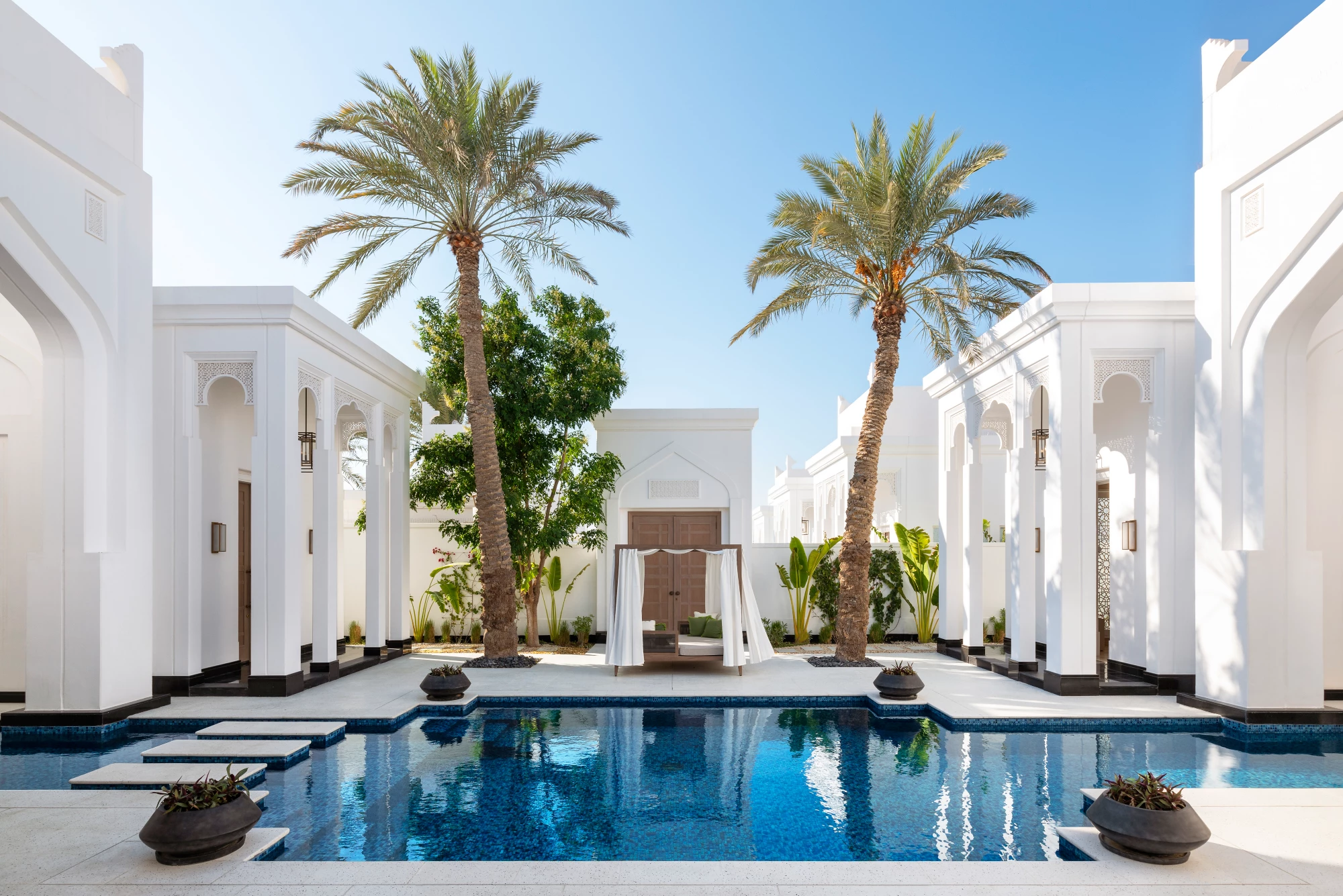 Raffles Al Areen Palace villa courtyard and pool, Bahrain